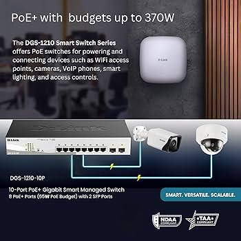 Amazon.com: D-Link 10-Port Gigabit Smart Managed PoE+ Switch